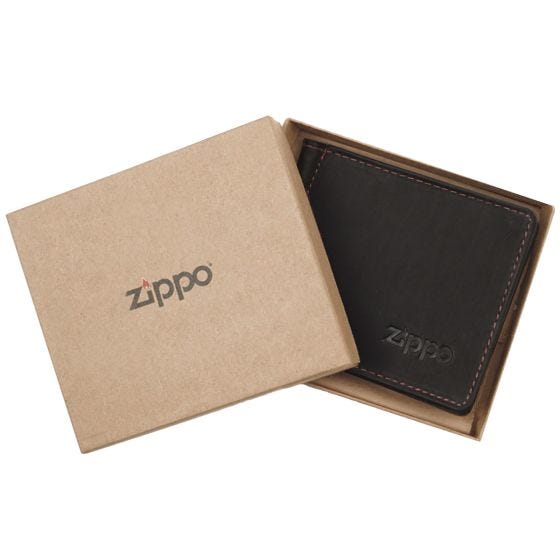 Zippo Leather Bi-Fold Money Clip Wallet Mocha