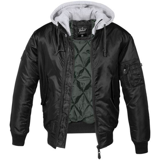 Brandit MA1 Sweat Hooded Jacket Black/Grey