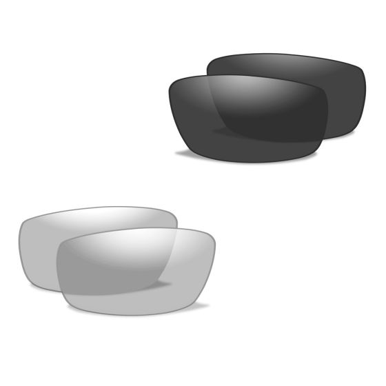 Wiley X WX Valor Glasses - Smoke Grey + Clear Lens / Matte Black Frame