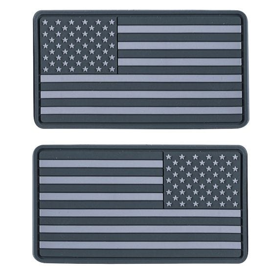 Helikon Large Subdued USA Flag Patch (Pack of 2) Grey