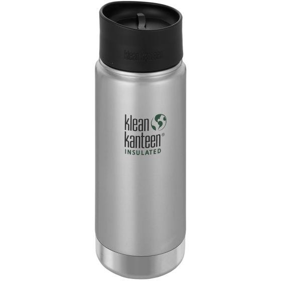Klean Kanteen Wide Mouth Insulated 473ml Bottle Cafe Cap 2.0 Brushed Stainless