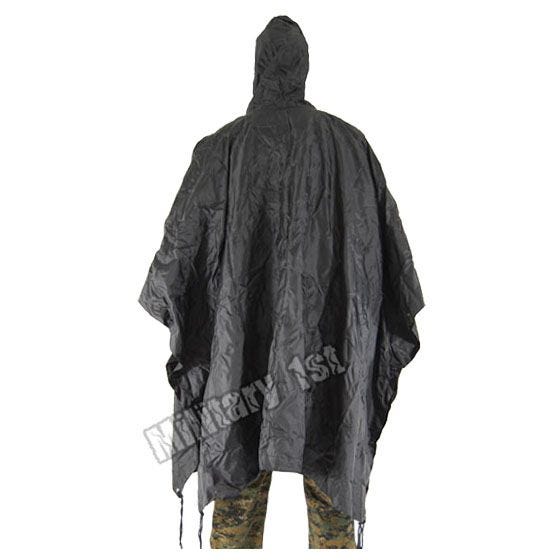Waterproof Poncho Ripstop Black